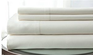 Coit & Campbell Hotel Collection 400 Thread Count 100% Cotton Sateen Sheet Set, Queen Ivory
